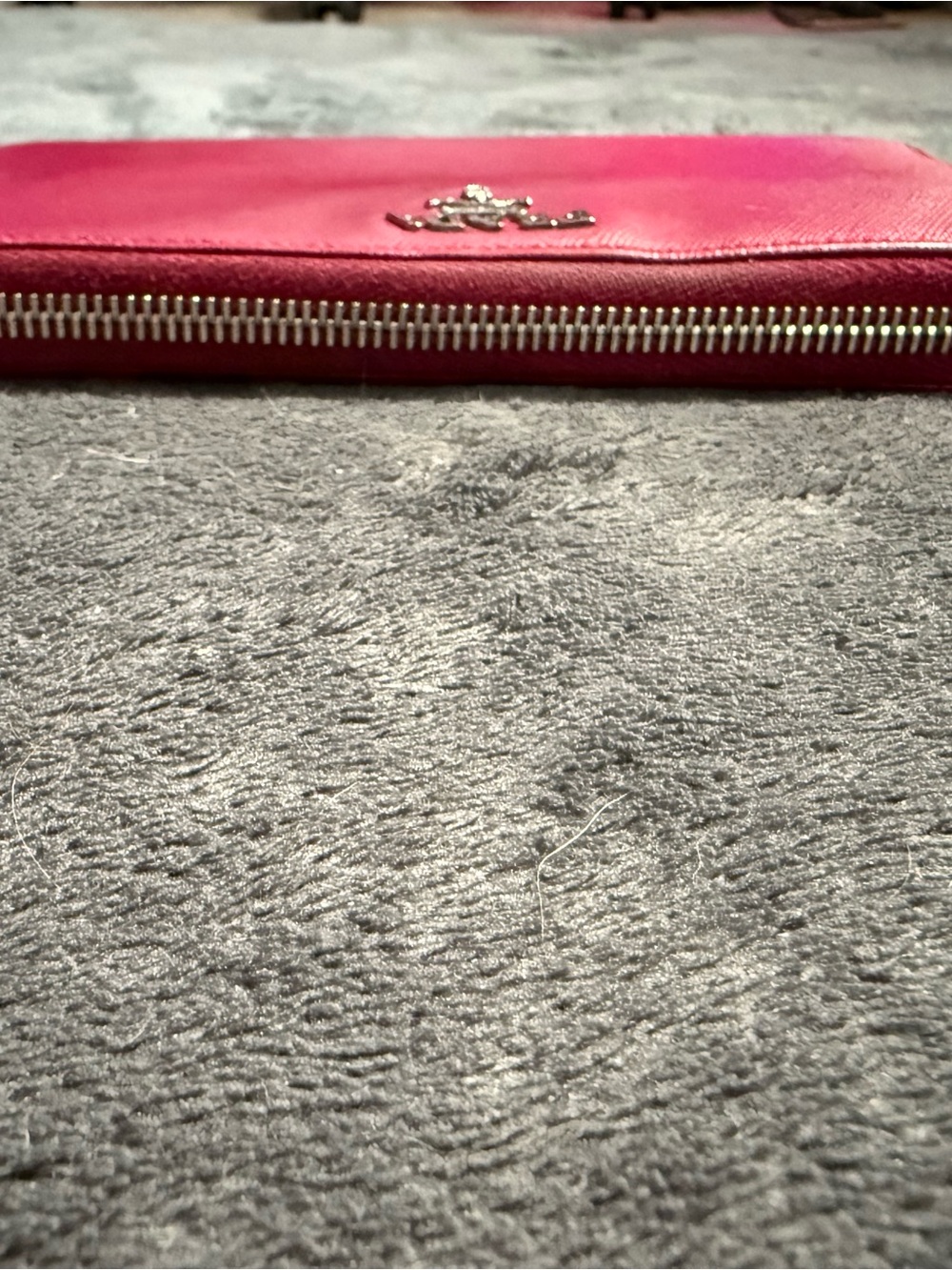 Prada Saffiano Zip Wallet in Raspberry Pink with Silver Hardware - Picture 5 of 7